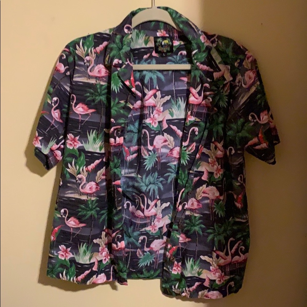 Flamingo Patterned Hawaiian Shirt